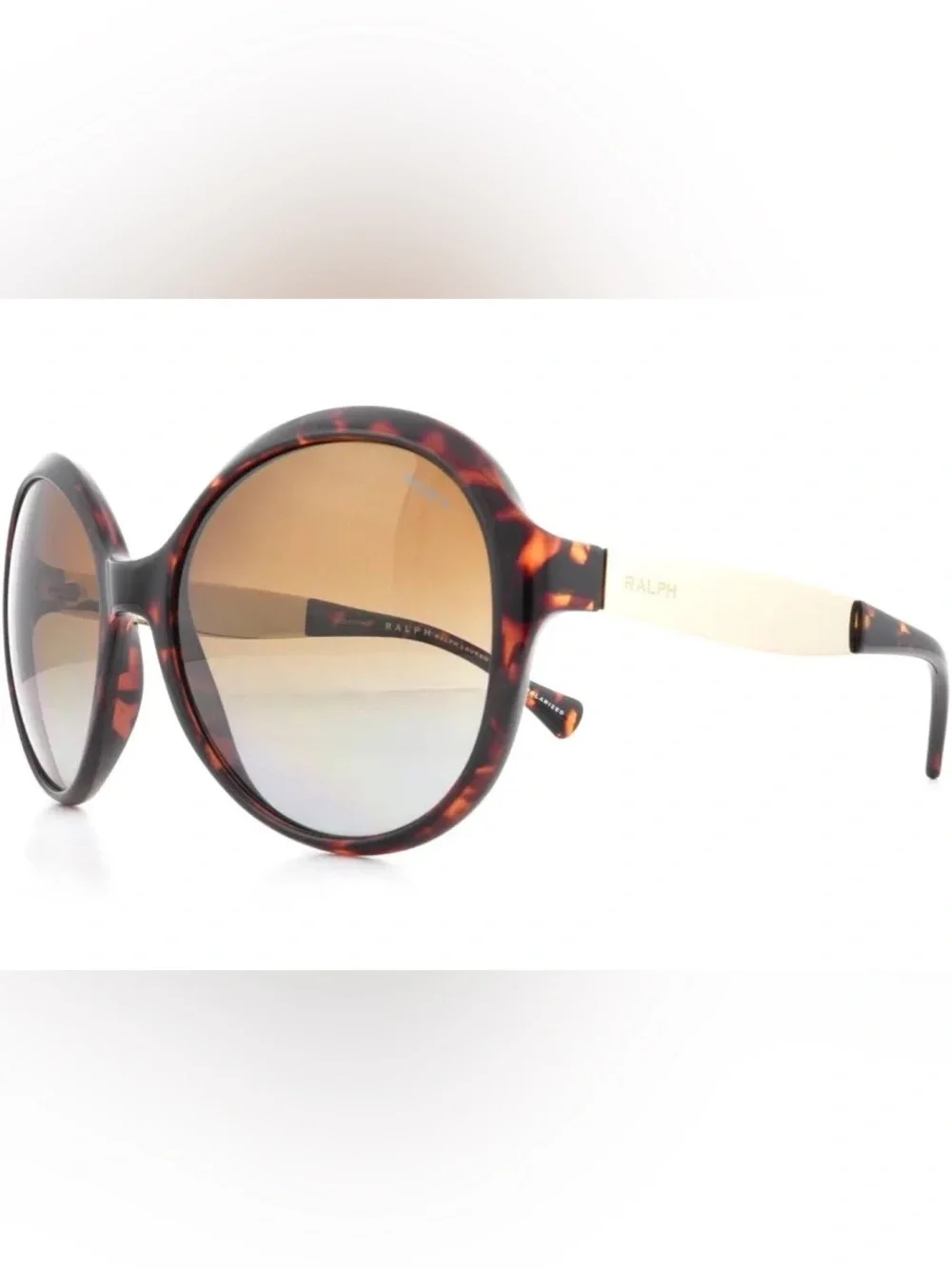 🆕 Ralph Lauren Tortoiseshell Round Sunglasses with Brown Gradient Lenses